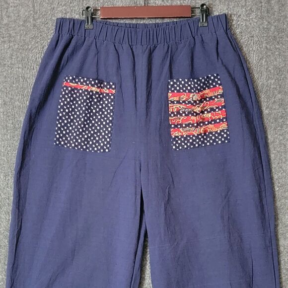 Gracila Pants Womens 4XL Blue Wide Leg Elastic Waist Pull On Tulip Hem Crop - Picture 2 of 15